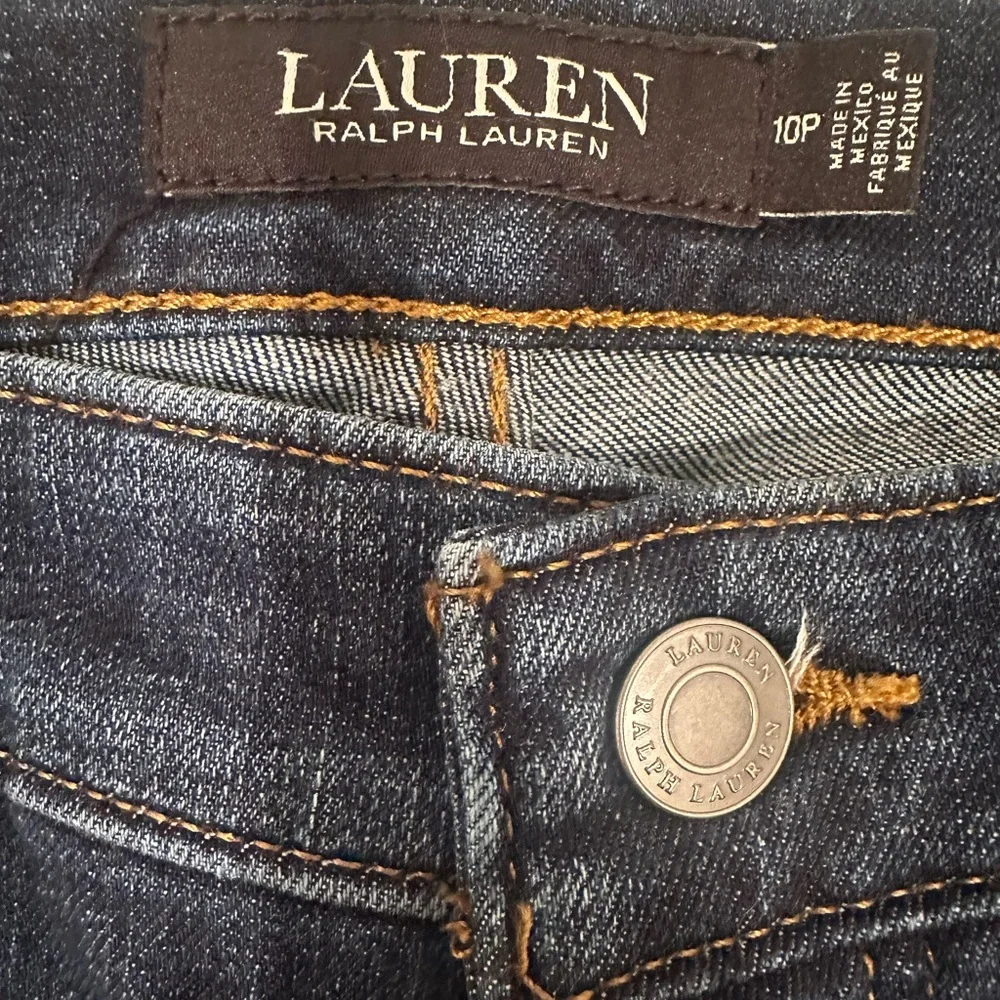 Lauren Ralph Lauren Blue Straight Leg Jeans Dark Wash 10 Petite Minimalist - Picture 7 of 11